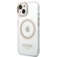 Чехол Guess Metal Outline MagSafe для iPhone 14, прозрачный/золотой