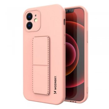 Apple iPhone XS Max 6.5" Wozinsky Flexible Silicone Kickstand Case Cover, Pink | Silikona Vāciņš Maciņš Apvalks...