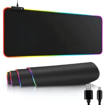 Игровой коврик для мыши с RGB-подсветкой XL 80x30 см, черный