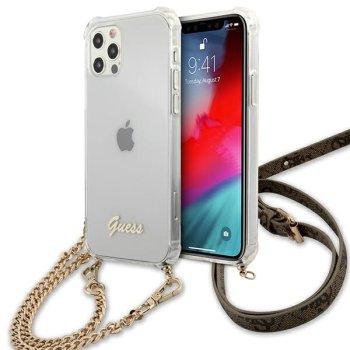 Guess Transparent Case for iPhone 12 / 12 Pro 4G Gold Chain