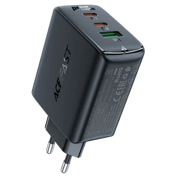 Acefast A41 GaN ātrais tīkla lādētājs 2xUSB-C / USB-A PPS PD QC4+ 65W melns