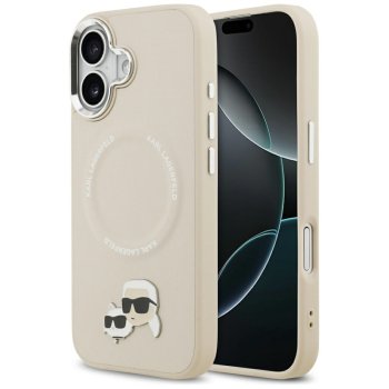 Чехол MagSafe Karl Lagerfeld Karl & Choupette Pins для iPhone 17 — бежевый