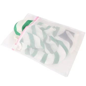 Mesh Laundry Bag for Delicates with Zipper 30x40cm, White