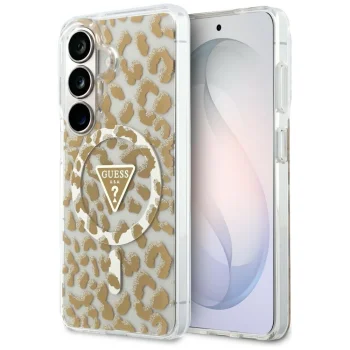 Guess IML Leopard Triangle MagSafe vāciņš Samsung Galaxy S26, brūns