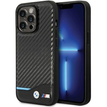 Чехол BMW для iPhone 13 Pro Max Leather Carbon, черный