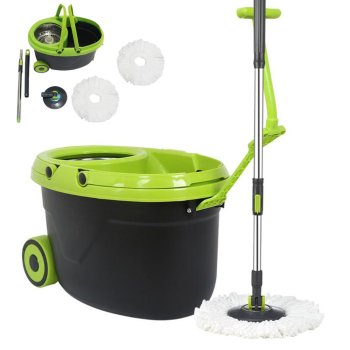 360 Spin Mop and Bucket Set with Wheels and 2 Microfiber Pads