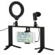 Puluz Komplekts Statīvs Telefona Turētājs ar LED Riņķa Lampu Gaismu un Mikrofonu | Vlog Kit Stand with LED Lamp...