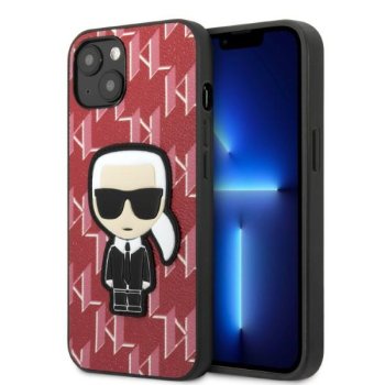 Karl Lagerfeld iPhone 13 vāciņš Monogram Ikonik Patch Sarkans