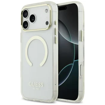Чехол Guess Metal Outline MagSafe для iPhone 17 Pro Max / 18 Pro Max, золотистый