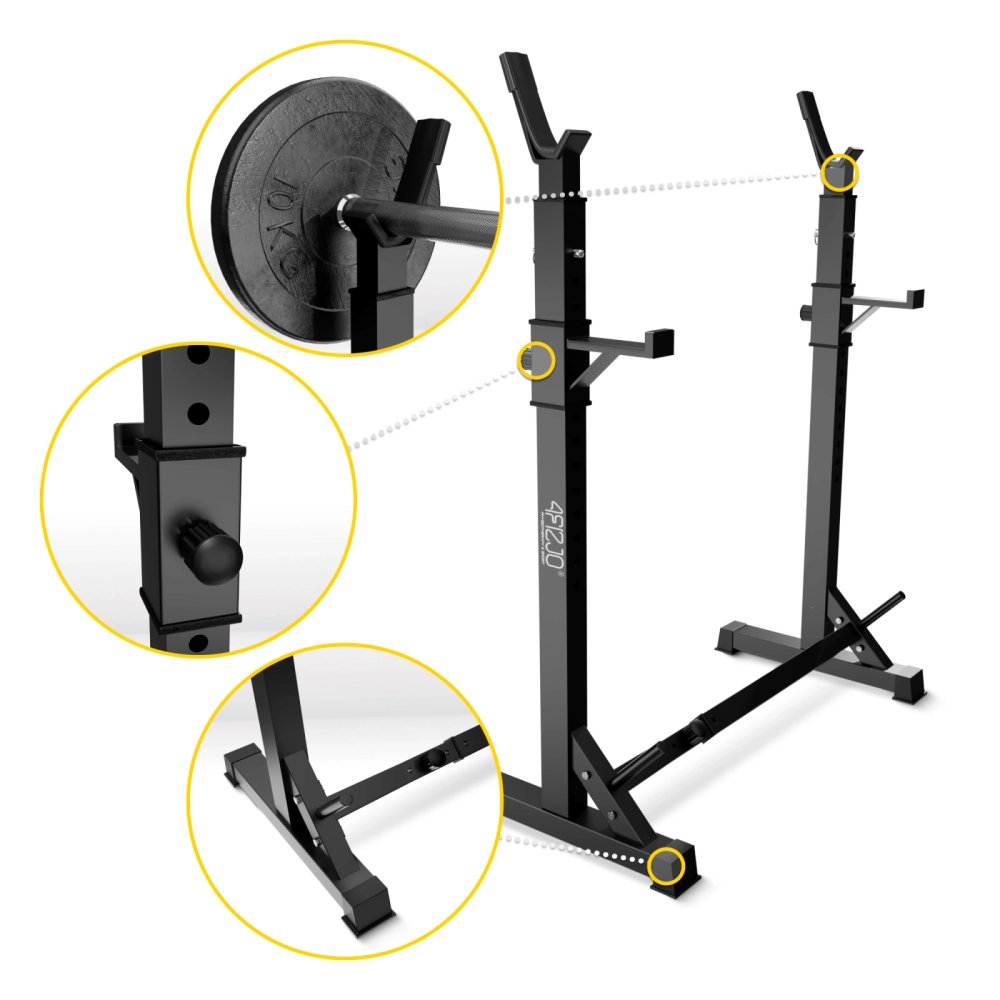 Adjustable Barbell Rack PRO with Spotter Arms 4FIZJO (2)