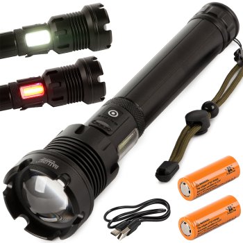 Taktiskā LED lukturis Bailong XHP160 COB ar zoom un Power Bank, modelis X-74