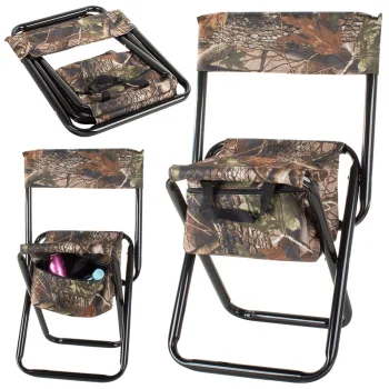 Folding Fishing Chair with Backrest and Cooler Bag