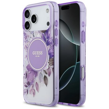 Guess IML Flower & Tonal Circle MagSafe Phone Case Cover iPhone 17 Pro Max - purple