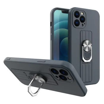 Silikona vāciņš ar gredzenu un statīvu priekš Samsung Galaxy A72 4G, tumši zils