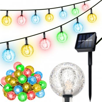 Dārza Ziemassvētku Virtene 30 LED Lampiņas ar Saules Bateriju Paneli, IP65, Krāsainas | RGB Christmas Lights with...