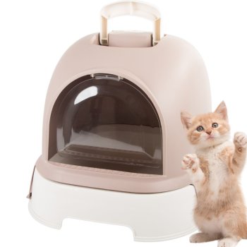 Large Enclosed Cat Litter Box with Scoop and Sliding Tray