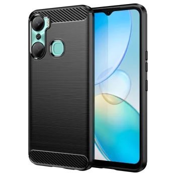 Case for Infinix Hot 12 Pro Carbon Case, Flexible TPU Cover, Black