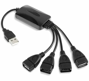 USB хаб на 4 порта разветвитель USB 2.0 High Speed для ПК и ноутбука, черный