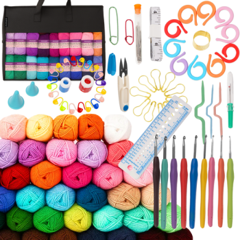 Maaleo 25885 113-Piece Crochet Set with Yarn and Bag Multicolor