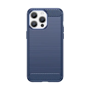 Чехол Carbon Case для iPhone 15 Pro Max с карбоновым принтом, синий
