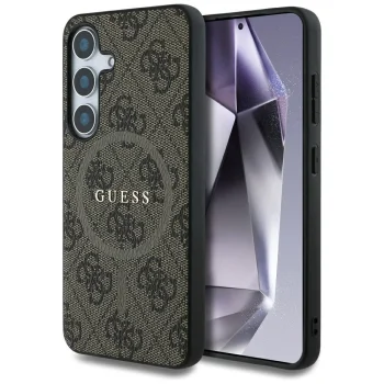 Guess Leather 4G MagSafe vāciņš Samsung Galaxy S25, brūns