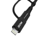 Wozinsky WNBAA 4-in-1 USB-C / USB-A / Lightning kabelis, 60W, 1m, melns