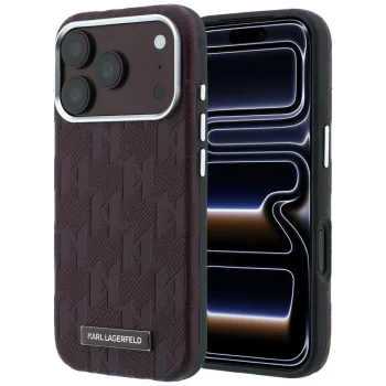 Чехол Karl Lagerfeld Grained MagSafe для iPhone 17 / 18 Pro Max, бордовый