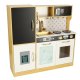 Bērnu koka virtuve ar ledusskapi un krīta tāfeli LULILO, Zelta | Kids Wooden Kitchen with Refrigerator