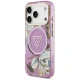 Чехол Guess IML Glitter Flowers Triangle MagSafe для iPhone 17 Pro / 18 Pro, фиолетовый