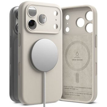 Ringke iPhone 17 Pro silikona vāciņš Silicone Magnetic MagSafe, bēšs