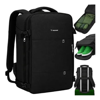 Ceļojumu mugursoma rokas bagāža 40x20x25cm Trizand USB, melna