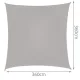 Markīzes bura saule un lietus abažūrs 3.6x3.6 m, pelēks l Awning sail sun and rain shade