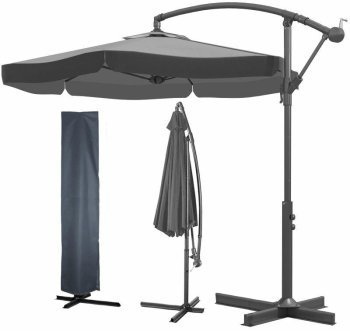 Dārza lietussargs classic pelēks/melns 3m