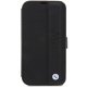 Apple iPhone 14 Pro 6.1\'\' BMW Leather Textured & Stripe Book Case Cover (BMBKP14L22RDPK), Black