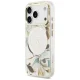 Guess IML Glitter Flowers Triangle MagSafe vāciņš iPhone 18 Pro Max / 17 Pro Max, balts