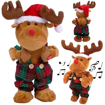 Dancing and Singing Christmas Reindeer, Plush Toy, 32 cm