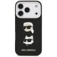 Чехол для iPhone 17 Pro Karl Lagerfeld FW Grained Karl & Choupette Heads Pins & Logo — черный