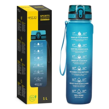 4FIZJO Motivational Tritan Sports Water Bottle 1 L, Blue