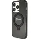 Guess iPhone 15 Pro vāciņš Ring Stand Script Glitter MagSafe, melns