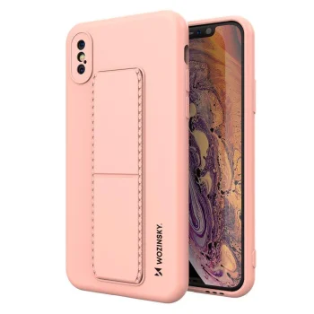 Apple iPhone X / Xs 10 5.8" Wozinsky Flexible Silicone Kickstand Case Cover, Pink | Silikona Vāciņš Maciņš Apvalks...