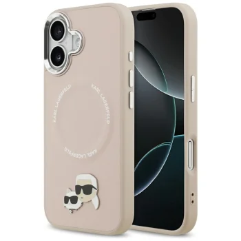 Karl Lagerfeld Karl & Choupette Pins MagSafe vāciņš iPhone 17 - rozā