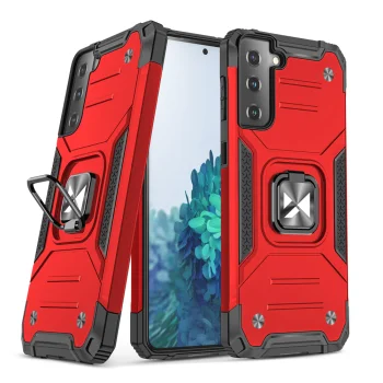 Wozinsky Ring Armor hibrīda vāciņš Samsung Galaxy S22+ ar gredzenu un statīvu, sarkans