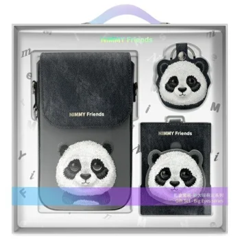 Nimmy Big Eyed Pet 2.0 Panda 3-in-1 telefona somiņa un maciņš - melns