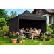 Plonos dārza paviljons ar 3 sienām, 3x3m, melns