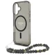 Guess iPhone 16 Case IML Glitter With Pearl Strap MagSafe, Black