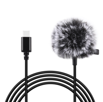 Puluz Jack USB Type-C Lavalier Wired Condenser Recording Microphone, 1.5m | Микрофон для Телефона...