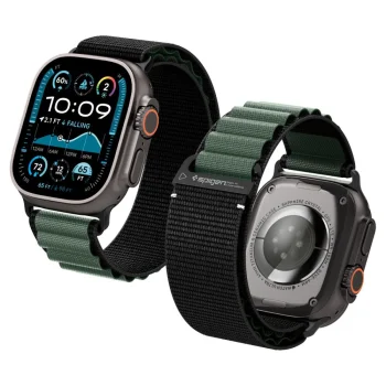 Ремешок Spigen WBF1 для Apple Watch 44 / 45 / 46 / 49 мм, черно-зеленый