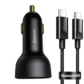Baseus Superme ātra automašīnas lādētājs USB / USB Type C 100W PPS Quick Charge Power Delivery + USB Type C...