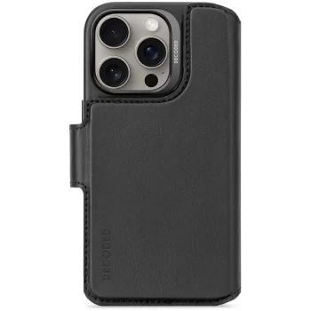 Чехол Decoded Leather Detachable Wallet MagSafe для iPhone 16 Pro, Черный