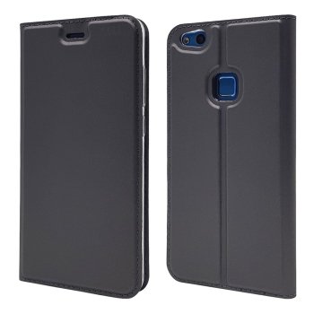 Huawei P10 Lite 2017 (WAS-LX1) Magnetic Leather Case Cover Card Holder, Black | Telefona Vāciņš Maciņš Apvalks...